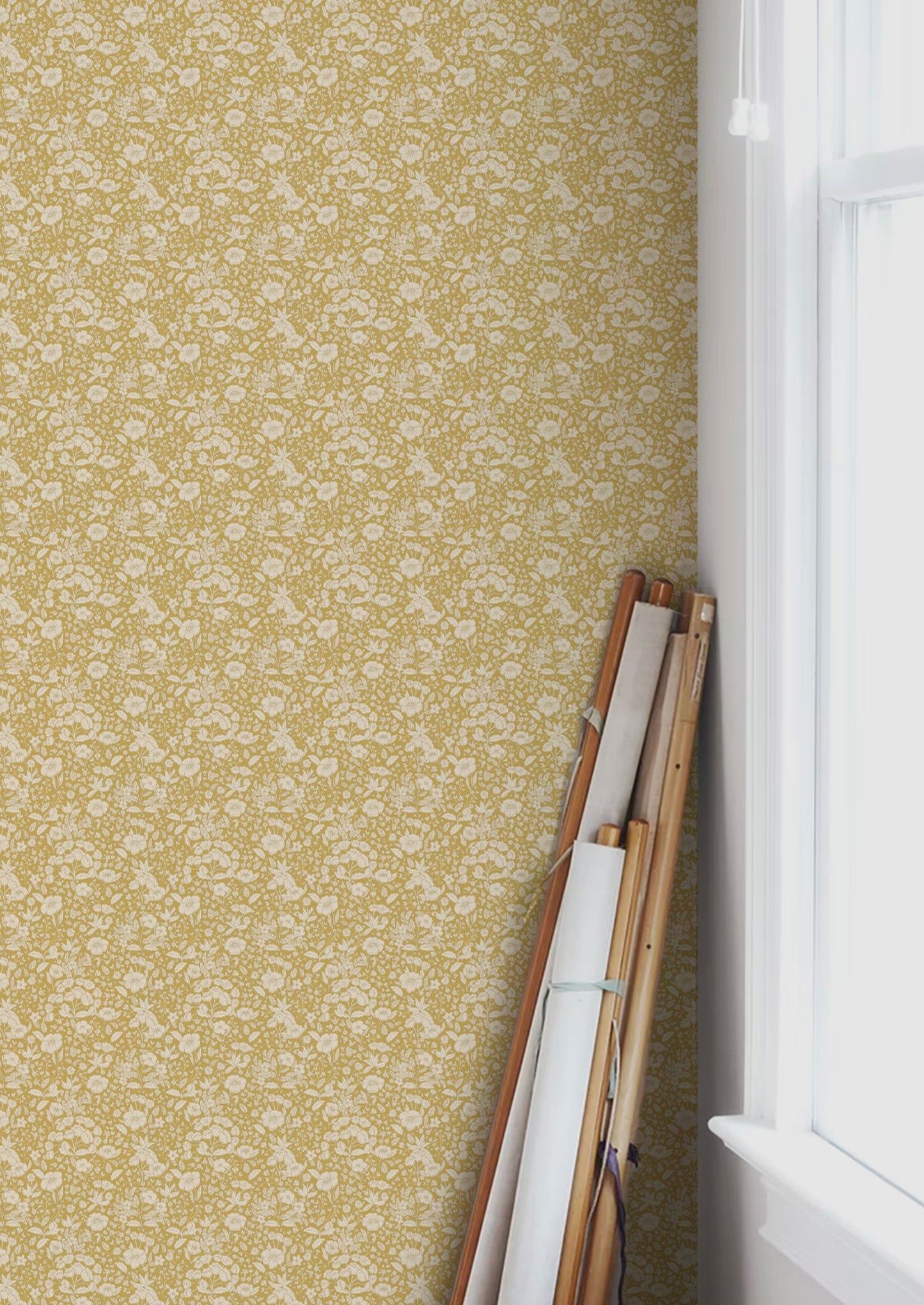 Summer Gray Wallpaper - Doris - Mustard
