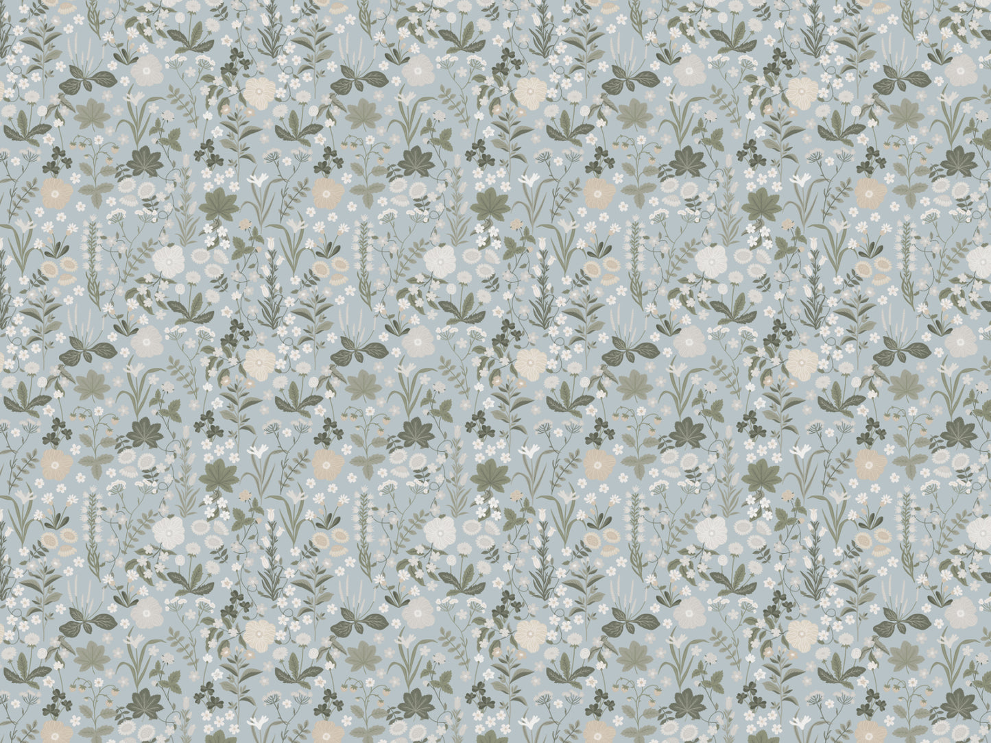 Summer Gray Wallpaper - Blomstre - Misty blue