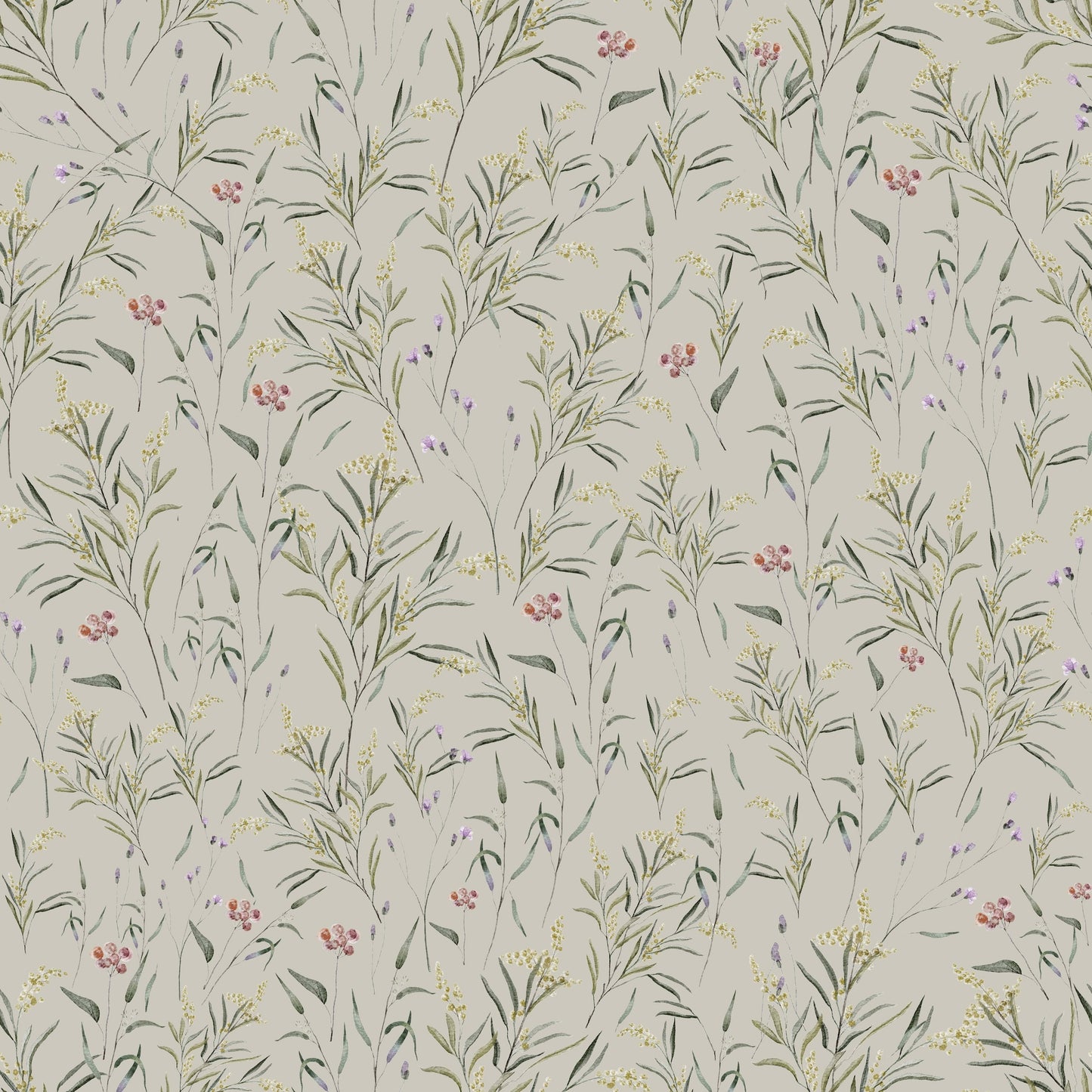 Summer Gray Wallpaper - Spring Meadow - Green