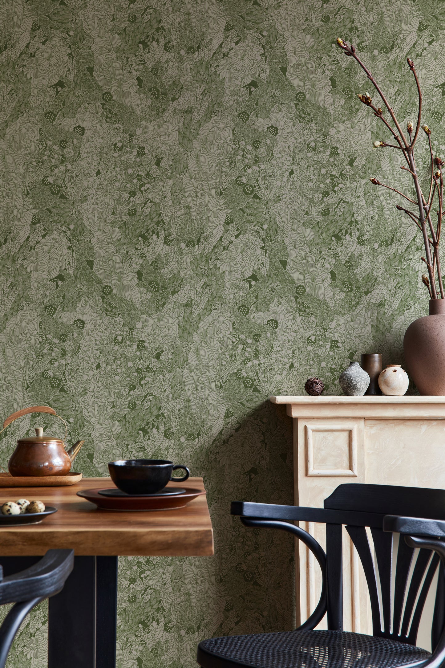 Summer Gray Wallpaper - Thicket - Green