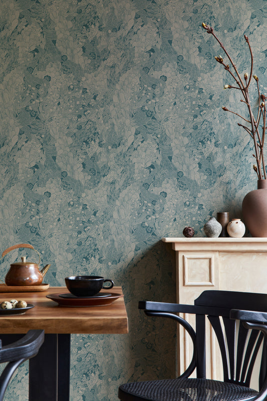 Summer Gray Wallpaper - Thicket - Blue