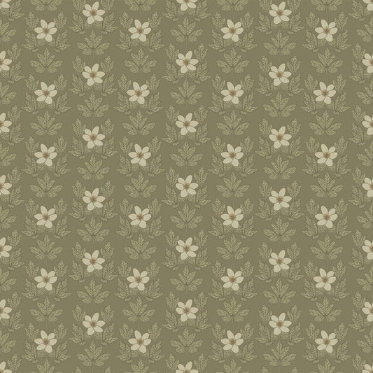 Summer Gray Wallpaper - Wood Anemone - Green