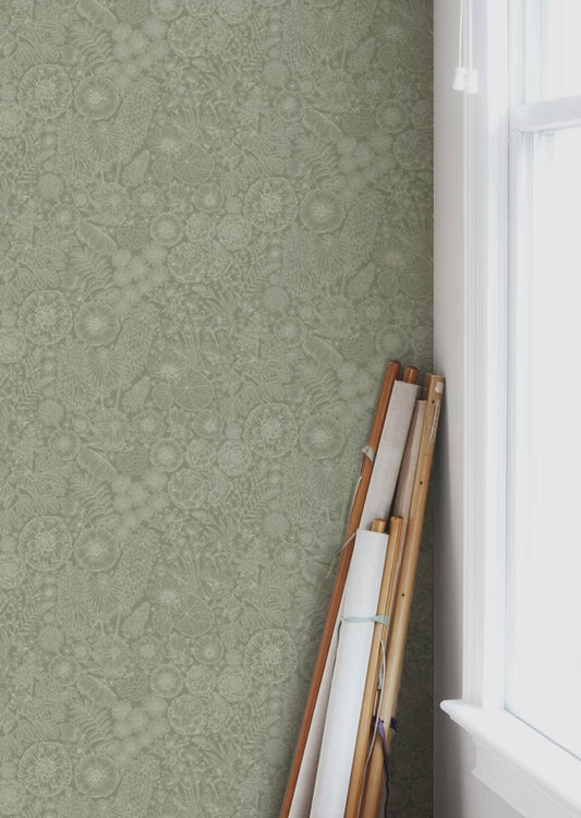 Summer Gray Behang - August - Groen