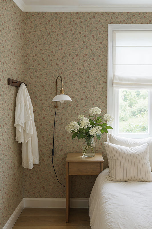 Summer Gray Behang - Lief - Burgundy