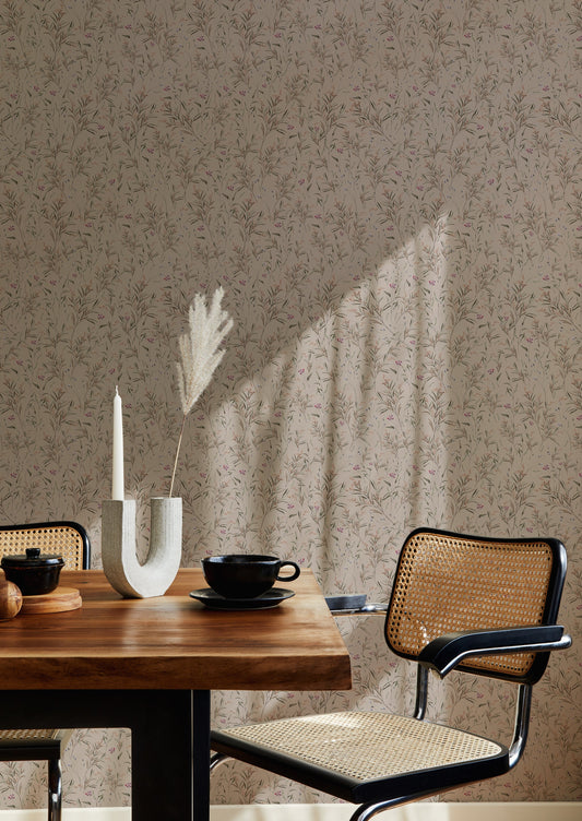 Summer Gray Behang - Lenteweide - Roze