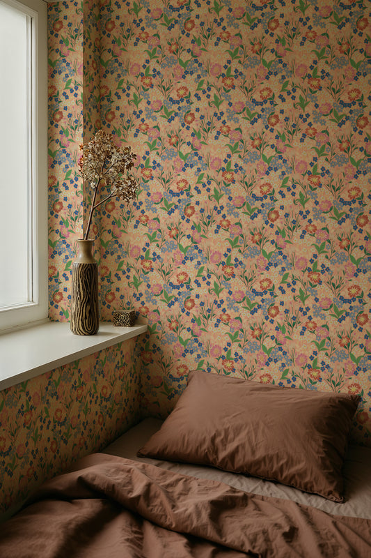 Summer Gray Behang - Lola, Petit - Perzik