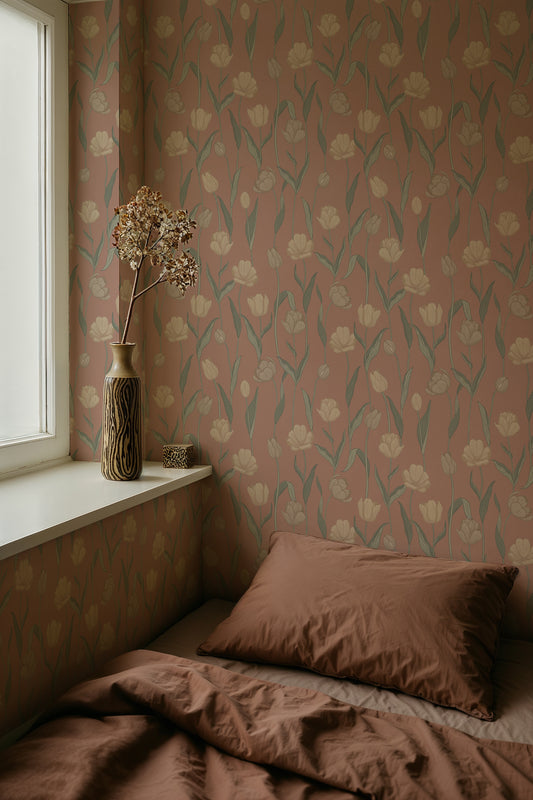 Summer Gray Wallpaper - Fjädra - Terracotta