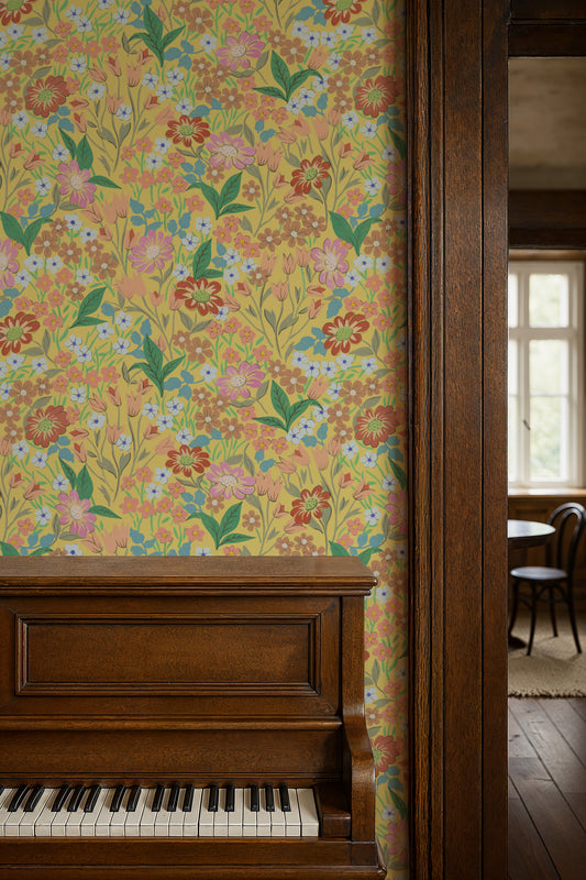 Summer Gray Behang - Lola - Geel