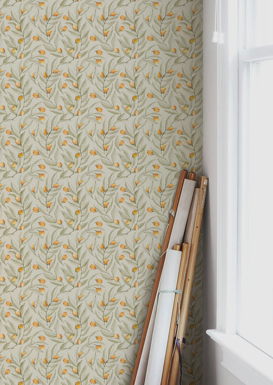 Summer Gray Wallpaper - Citrus - Yellow