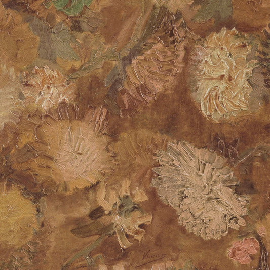 Floral Wallpaper - Van Gogh - Flowering Plum Orchard, Orange