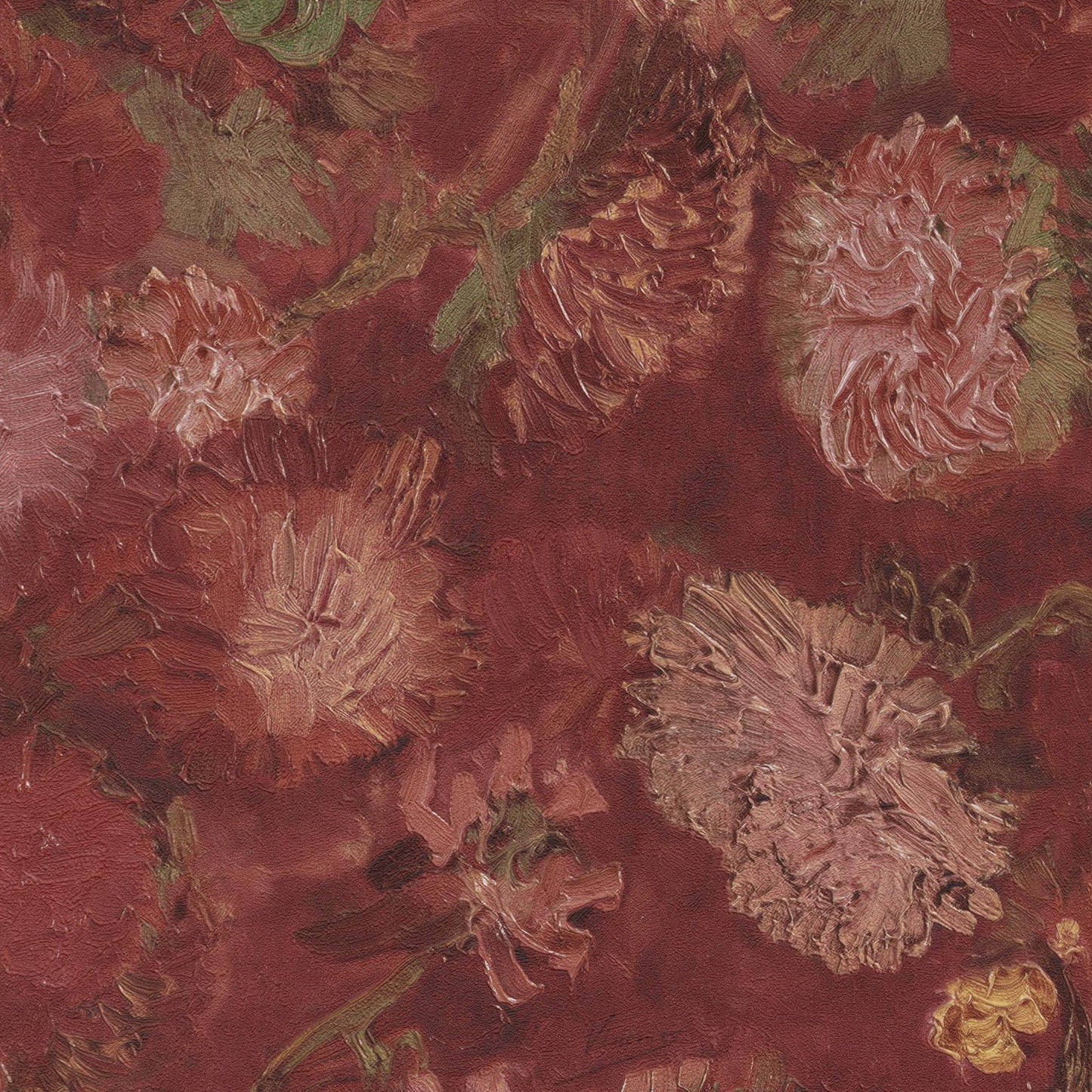 Floral Wallpaper - Van Gogh - Flowering Plum Orchard, Red