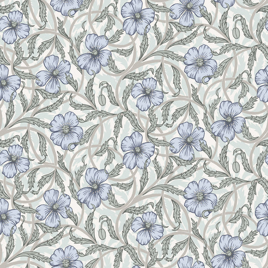 Midbec Behang - Poppy Flowers - Lichtblauw