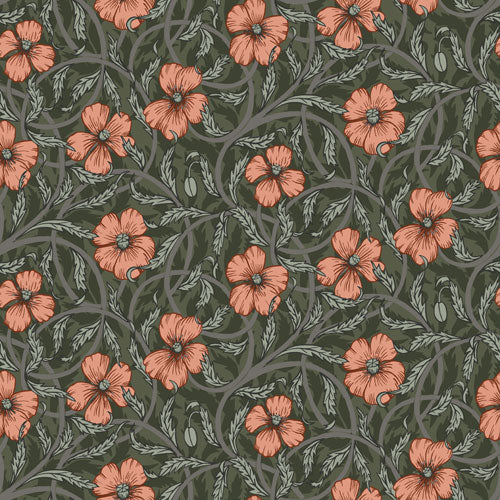 Midbec Wallpaper - Poppy Flowers - Green