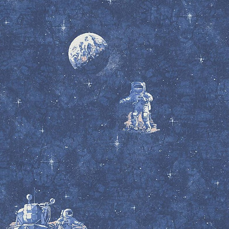 Nursery Wallpaper - Space in dark blue