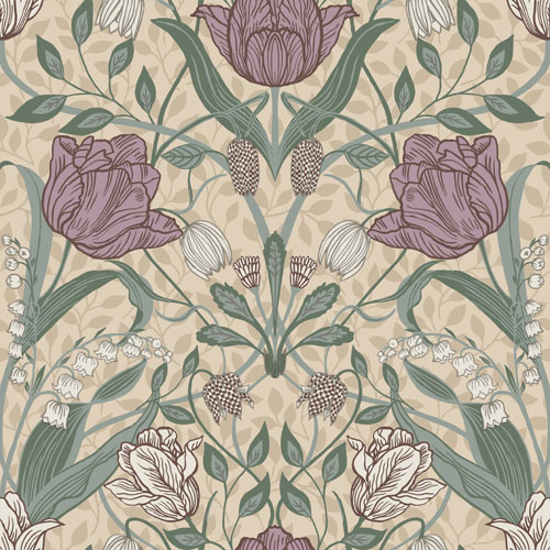 Midbec Wallpaper - Filippa Tulip Garden - Purple