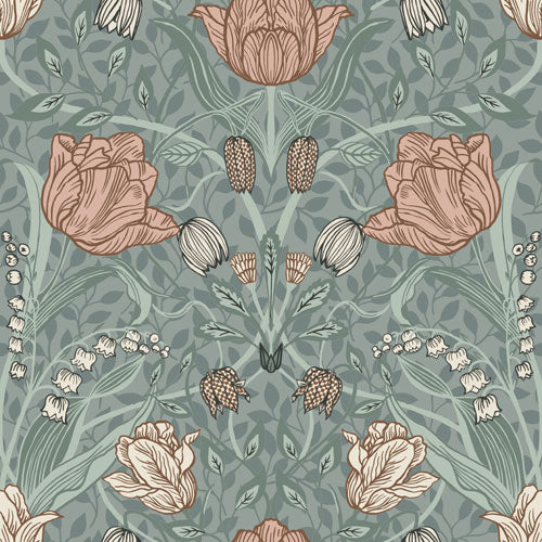 Midbec Wallpaper - Filippa Tulip Garden - Green