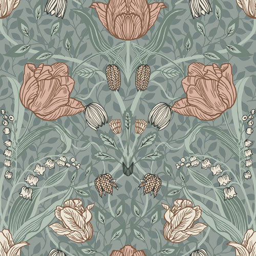 Midbec Wallpaper - Filippa Tulip Garden - Green
