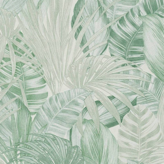 Wallpaper palm leaves in light green