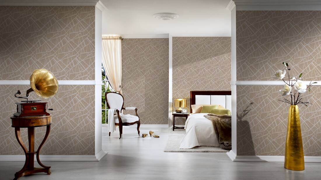 Wallpaper graphics with brown and cream metallic