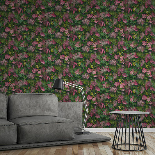 Wallpaper palms with green and pinks
