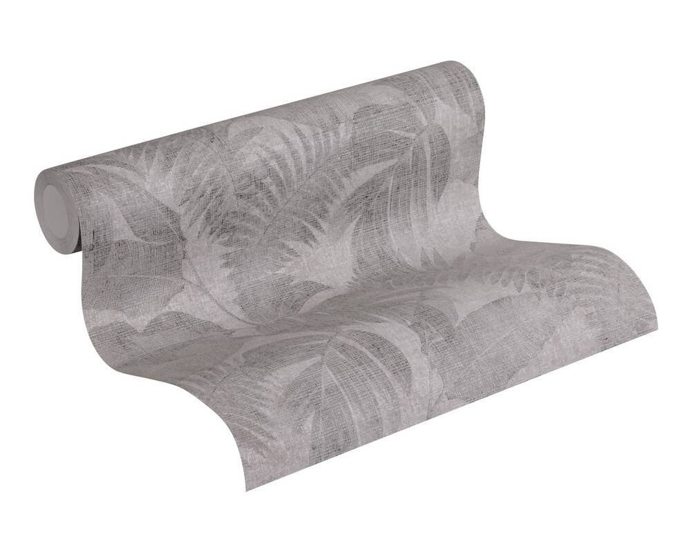 Wallpaper palm leaves in charcoal gray