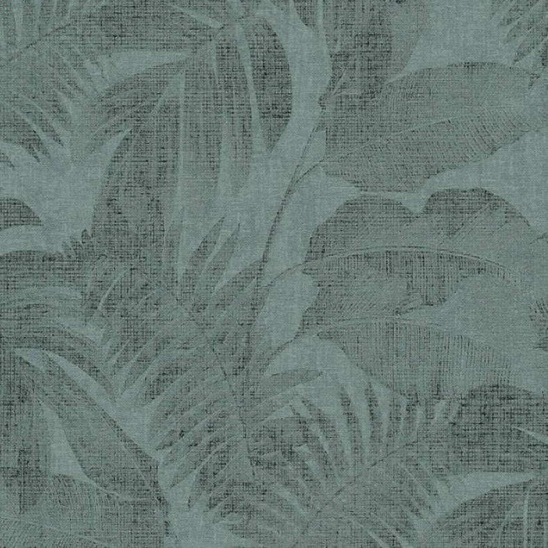Wallpaper palm leaves with dark green & gray