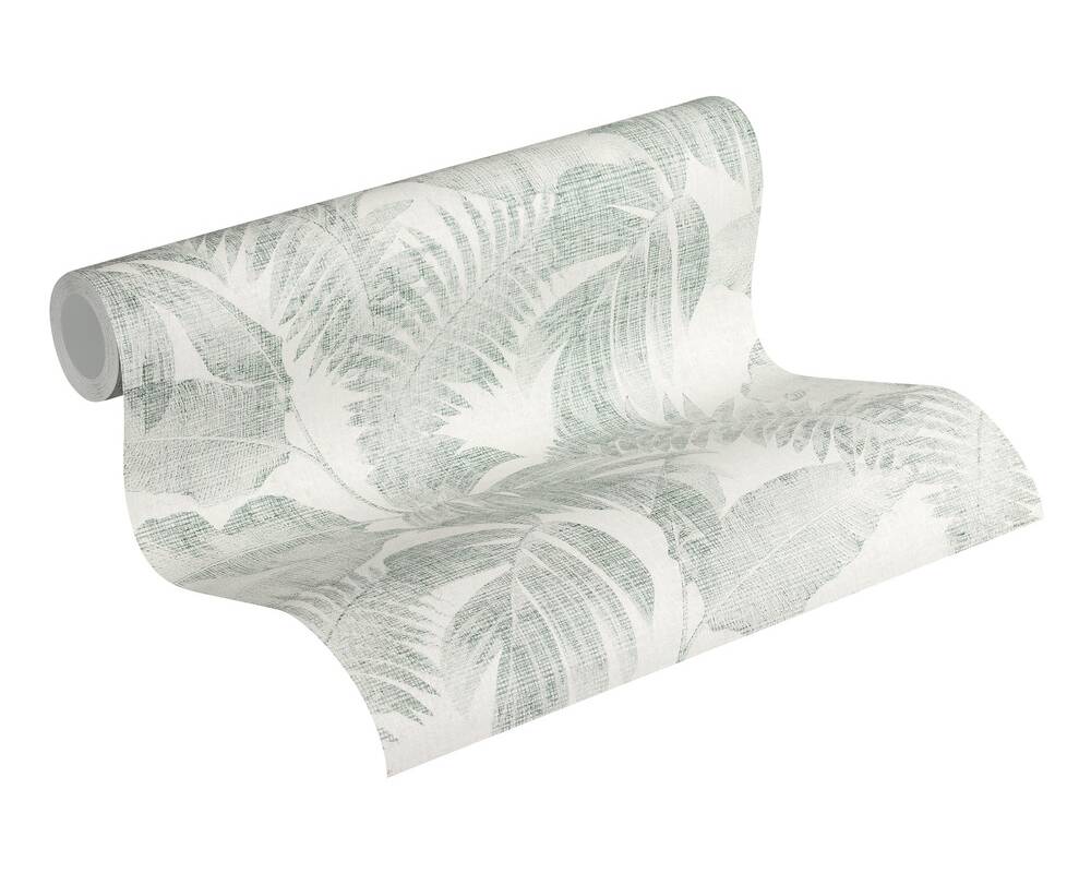 Wallpaper palm leaves with light green & beige
