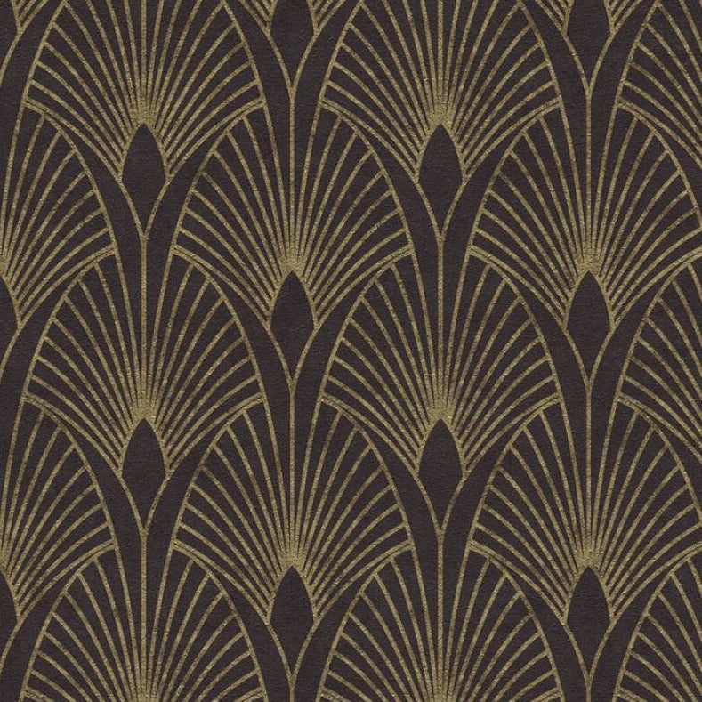 Wallpaper motif with black and gold