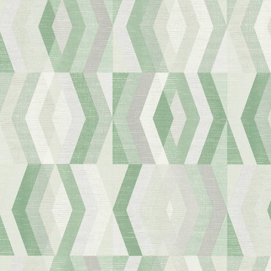 Geometrisch behang - decopatroon in groen en grijs