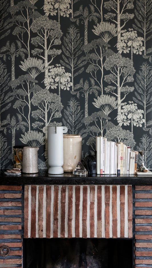 Floral Wallpaper - Trees Petrol by Ferm Living