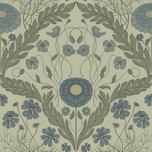 Midbec Wallpaper - Marguerite, Flowers & Leaves - Light Green
