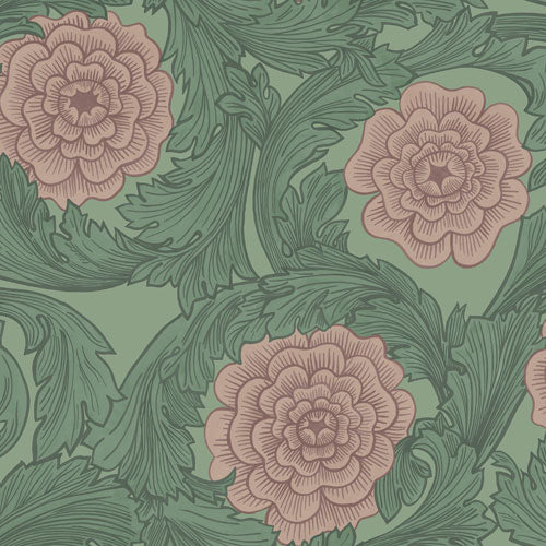 Midbec Wallpaper - Flowers & Leaves - Green & Pink