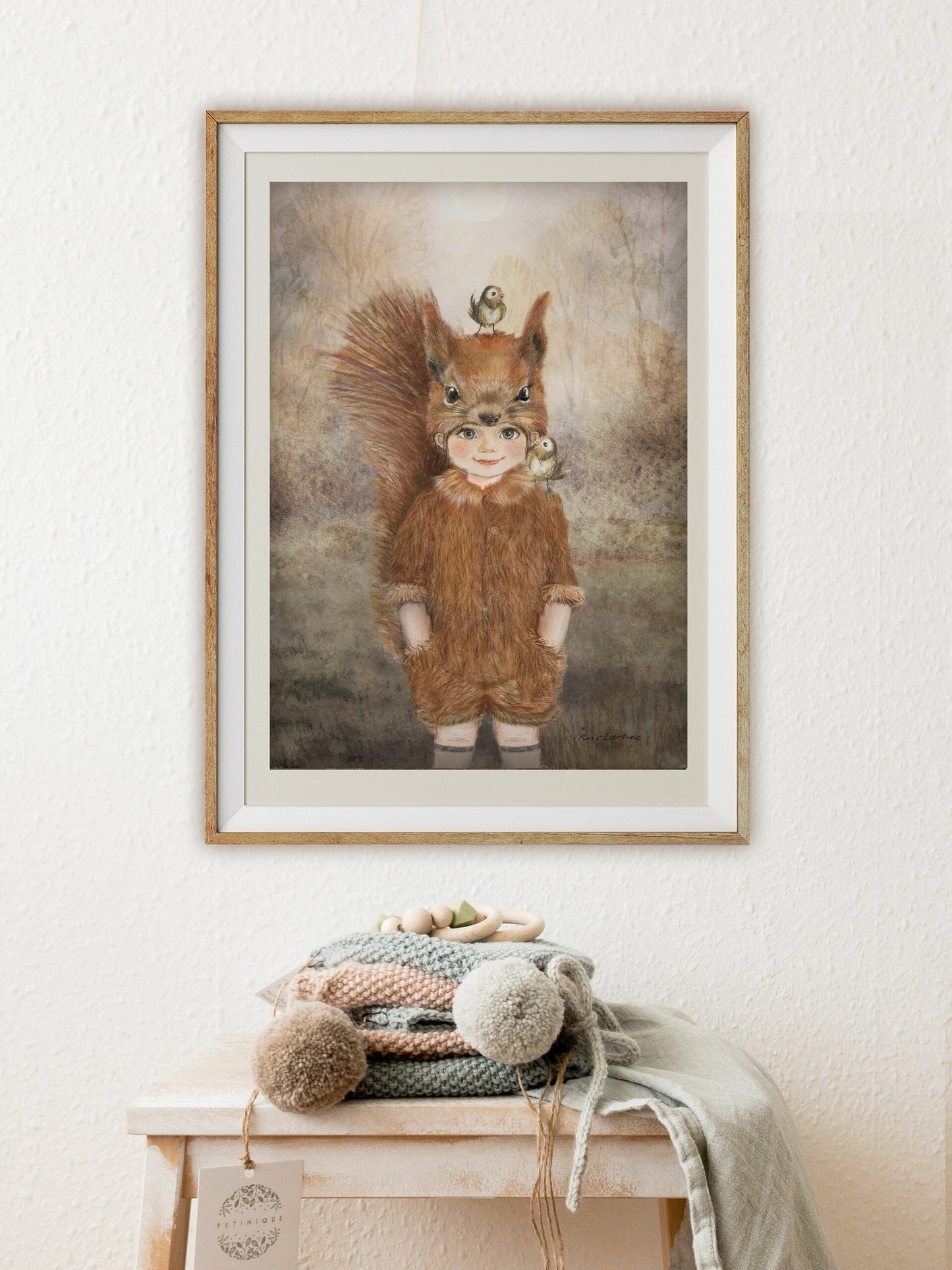 Kinderkamer kunst - eekhoorn geest dier door Iris Esther
