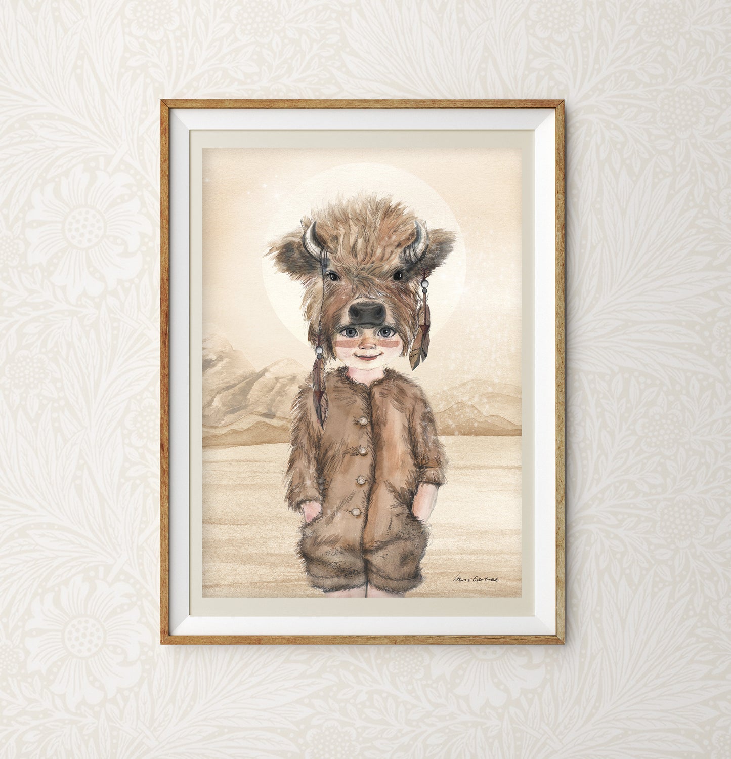 Kinderkamer kunst - Buffalo Spirit Animal door Iris Esther