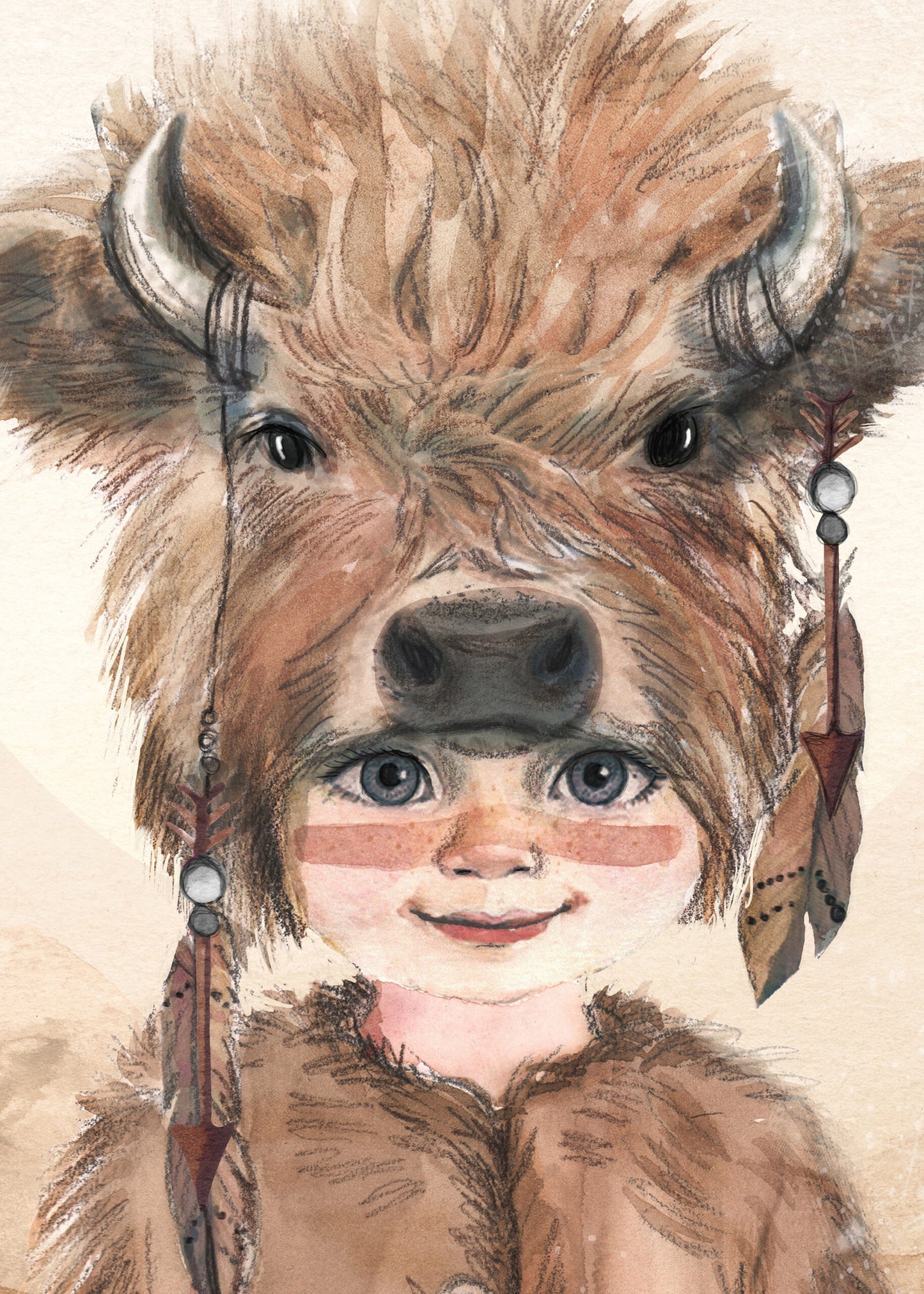 Kinderkamer kunst - Buffalo Spirit Animal door Iris Esther