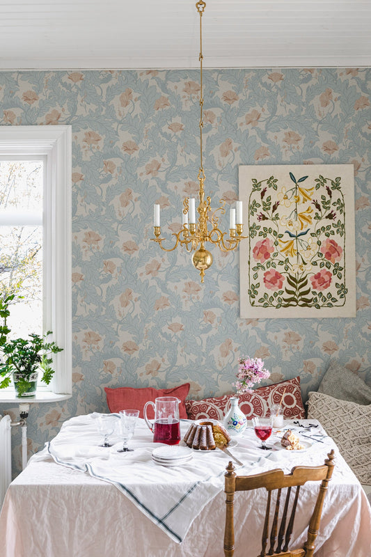 Bloemenbehang - Charlotta Sky Blue