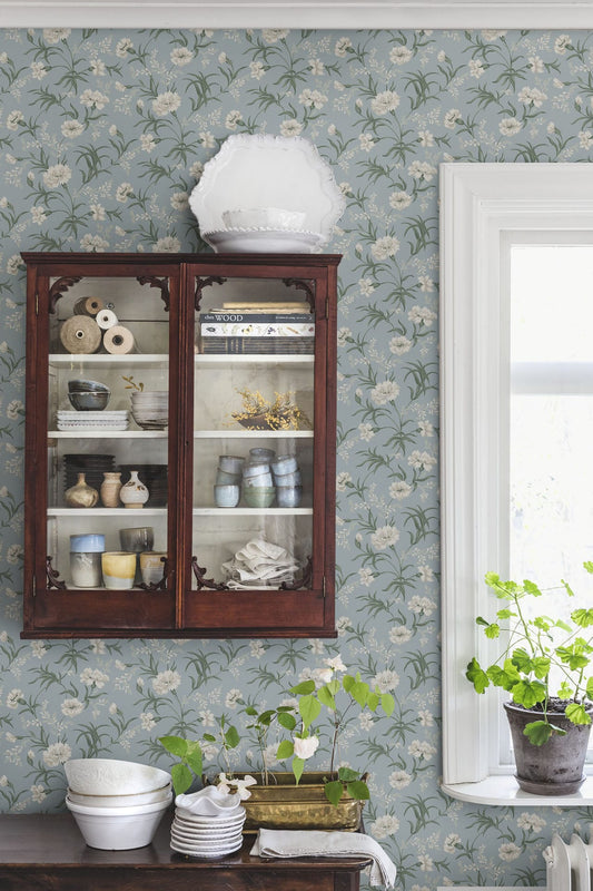 Bloemenbehang - Emilie Sky Blue