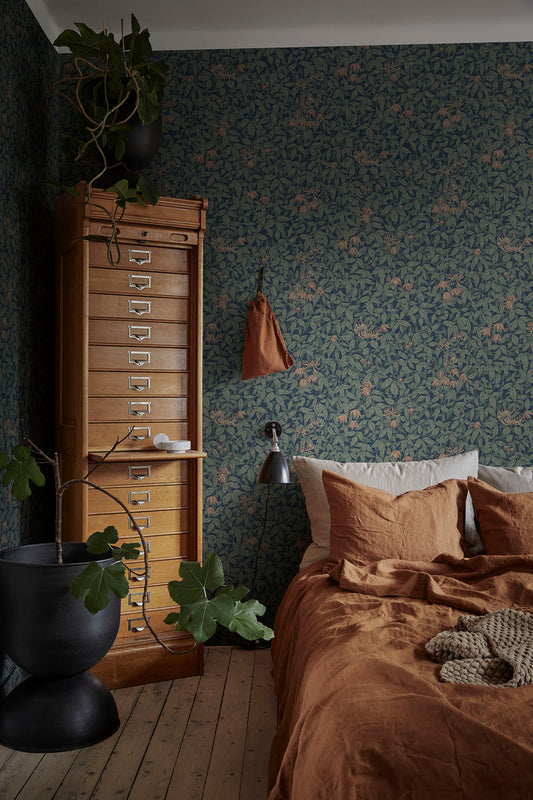 Bloemenbehang - Linnea Midnight Blue