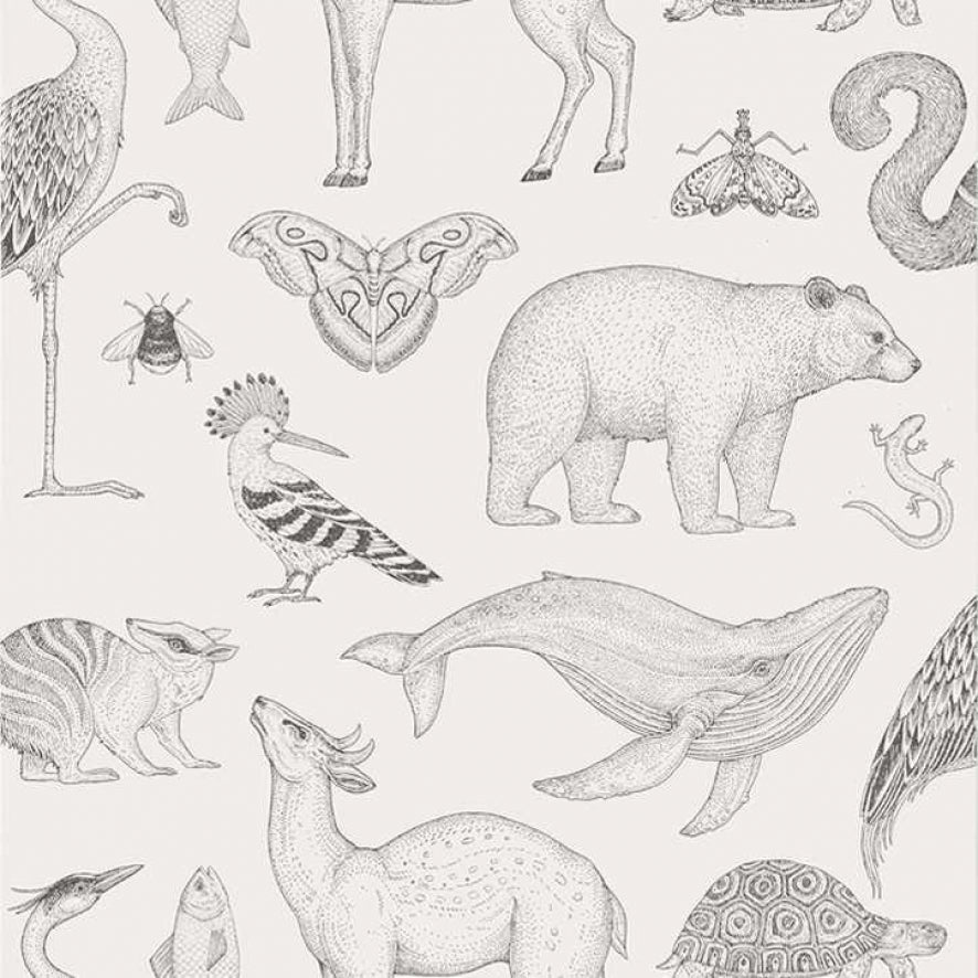 Nursery Wallpaper - Animals Off White by Ferm Living