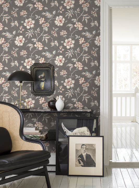 Borastapeter Wallpaper - Camille - White & Dark Grey