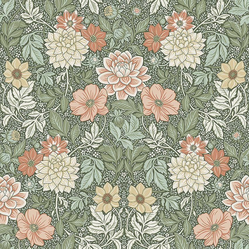 Borastapeter Wallpaper - Dahlia Garden - Dark Green