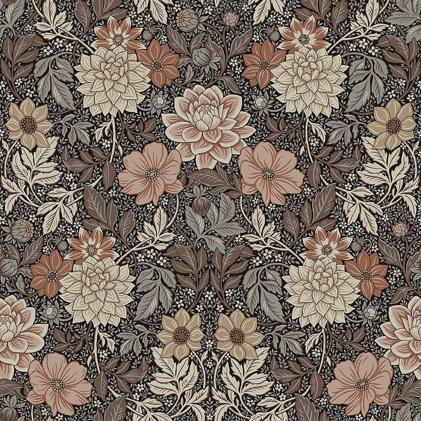 Borastapeter Wallpaper - Dahlia Garden - Dark brown