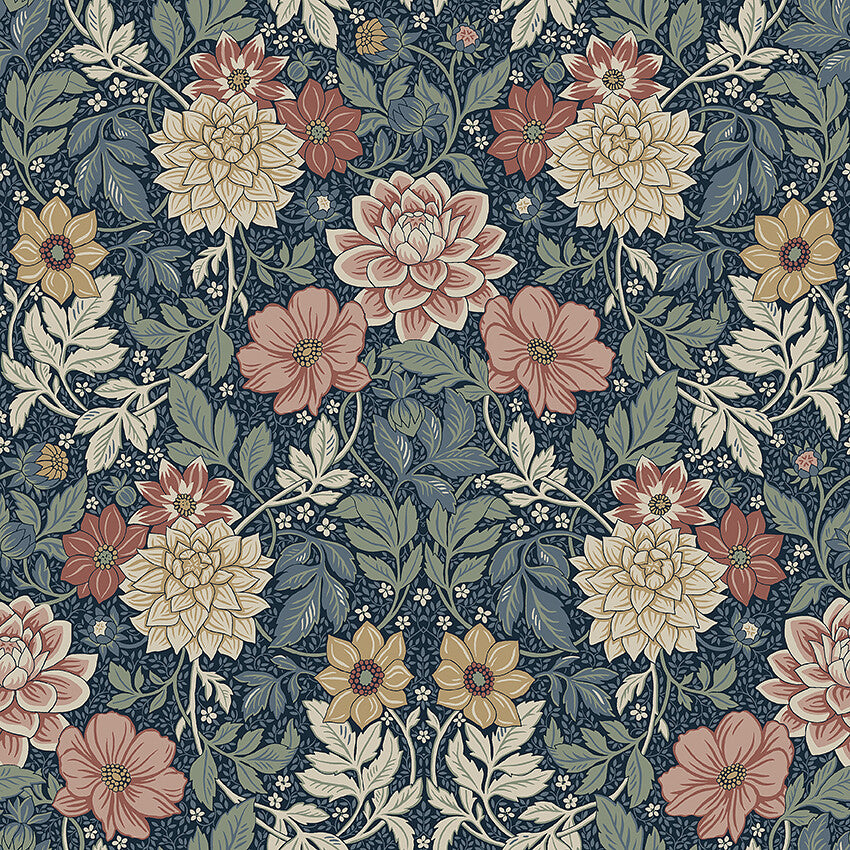 Borastapeter Wallpaper - Dahlia Garden - Dark Blue