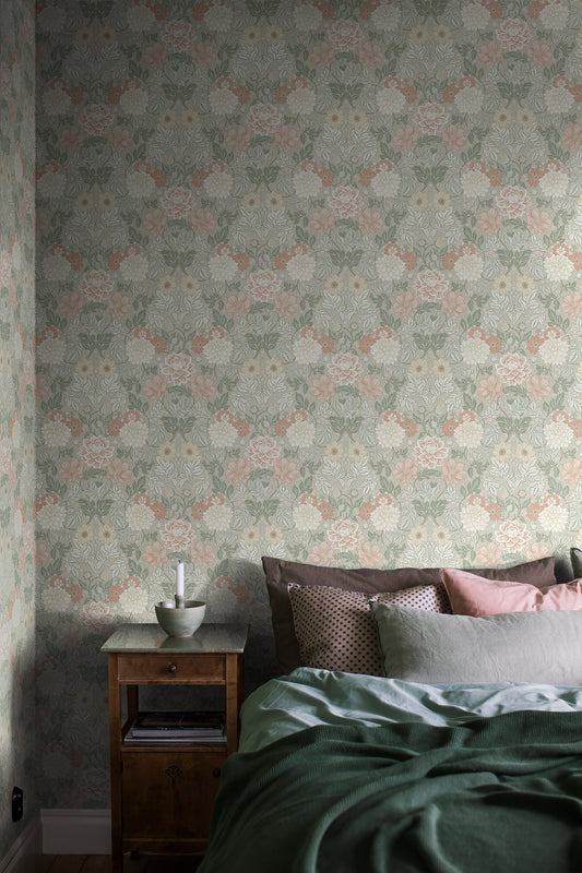 Borastapeter Wallpaper - Dahlia Garden - Light Green