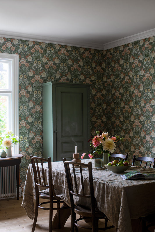 Borastapeter Wallpaper - Dahlia Garden - Dark Green