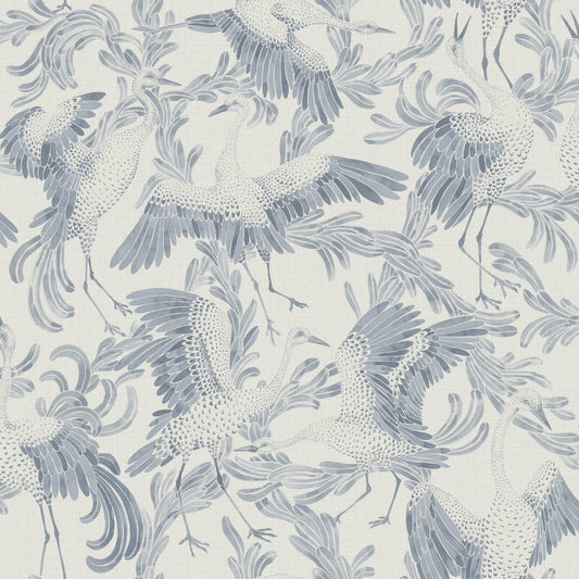 Borastapeter Wallpaper - Dancing Crane - Blue & White