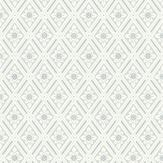Bloemenbehang - Flower Trellis - Klassiek patroon, Blauw