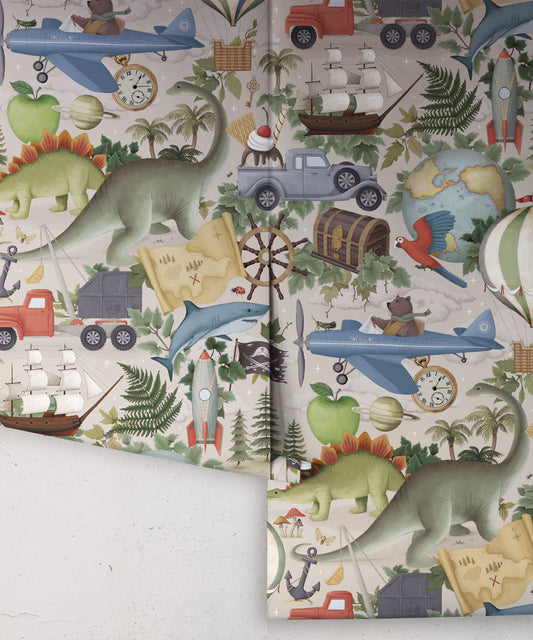 Nursery Wallpaper - Adventureland by Fleur Harris - Sand