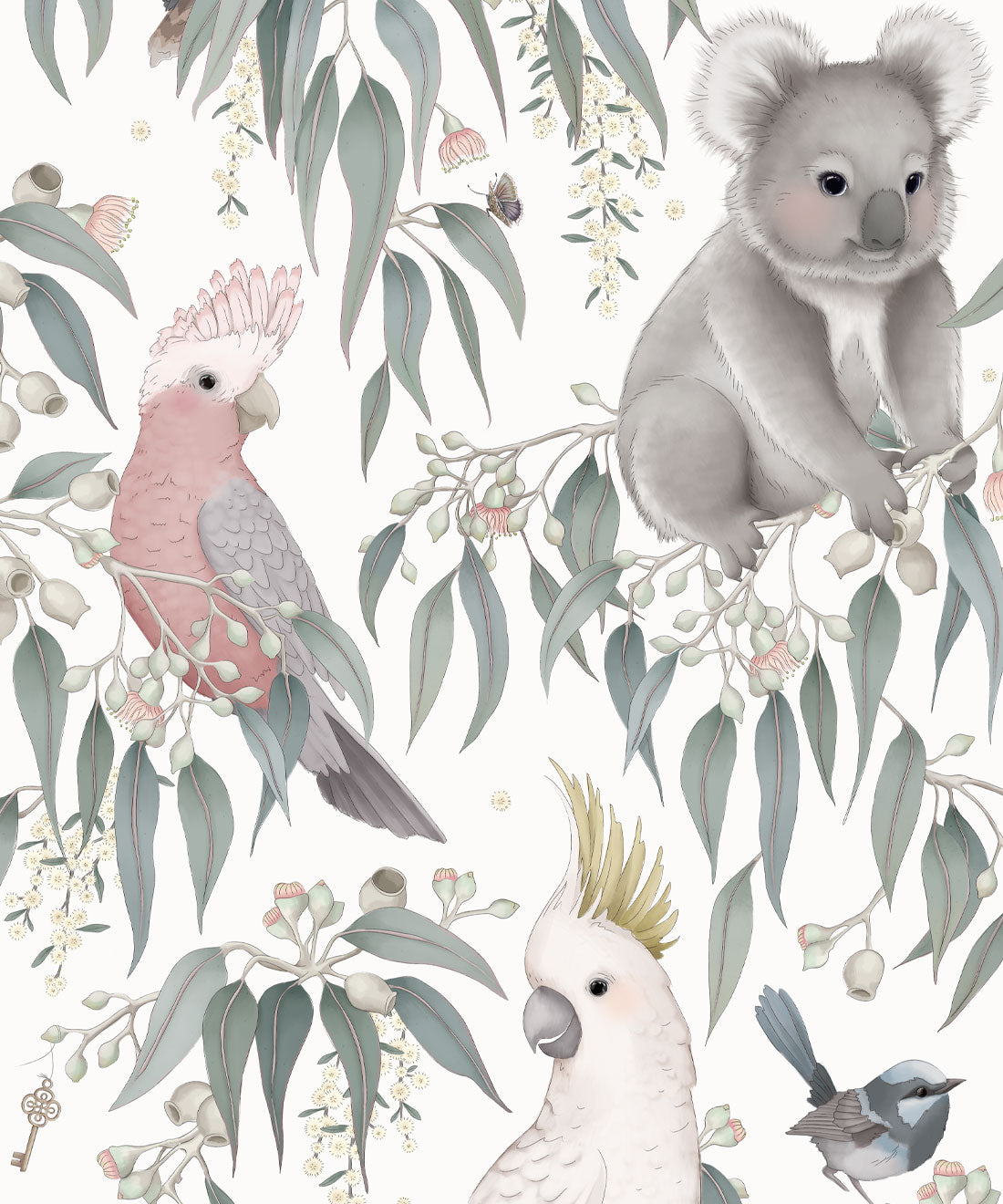 Nursery Wallpaper - Bush Babies by Fleur Harris - Gardenia