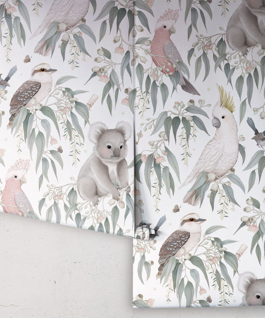 Nursery Wallpaper - Bush Babies by Fleur Harris - Gardenia